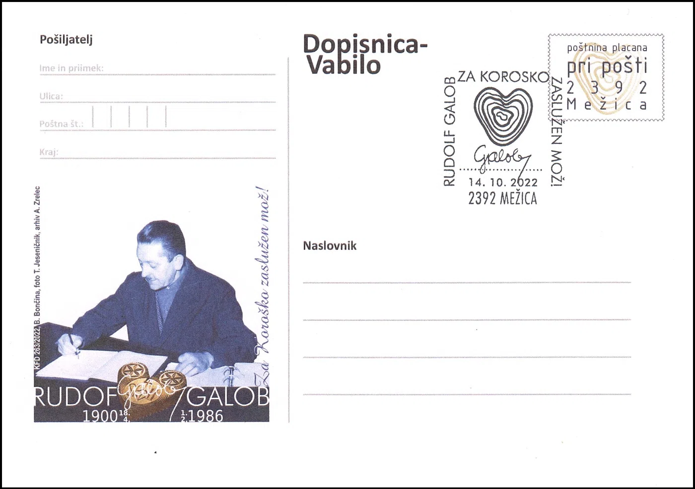 RUDOLF GALOB - ZA KOROŠKO ZASLUŽEN MOŽ